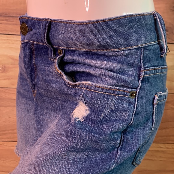 Time & Tru short blue Jean bottoms s true medium wash denim summer fringe sz 6 - Picture 10 of 15